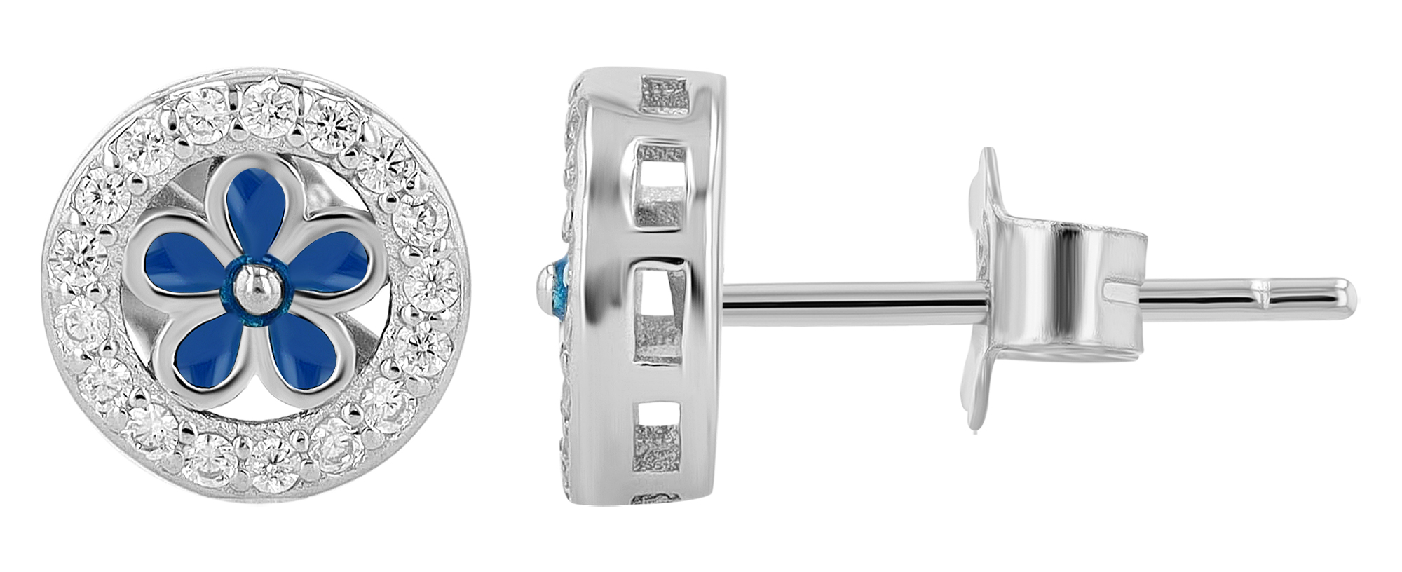 "Lucretia", 925/- Echt Silber Ohrstecker floral, silberfarben rhodiniert