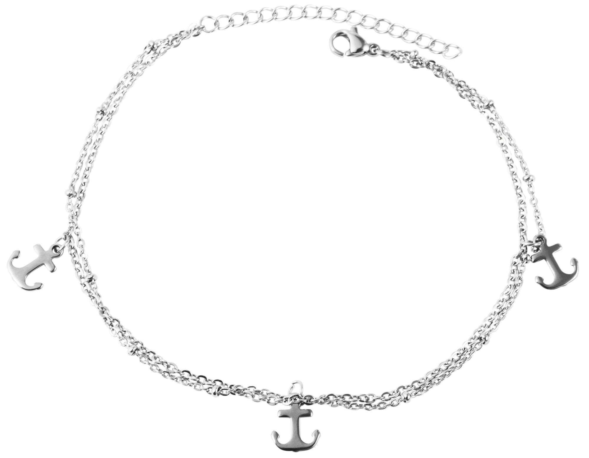 "Marinasa", Akzent Fußkettchen, Ankerkette, Edelstahl, Anker, 24 + 5cm