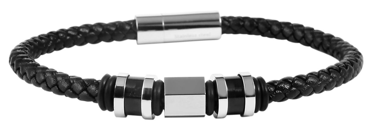 Accent echt lederen band met carbon en roestvrij stalen elementen