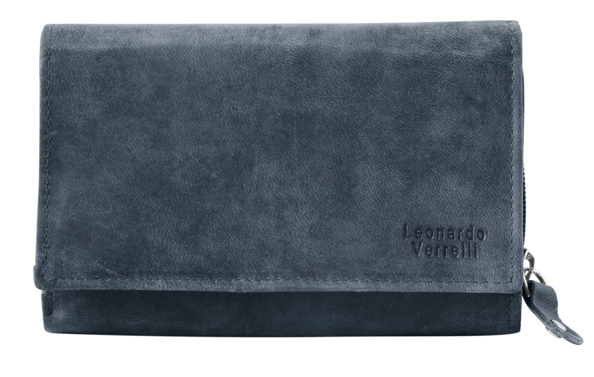 Leonardo Verrelli portemonnee van echt leer, RFID-bescherming, donkerblauw