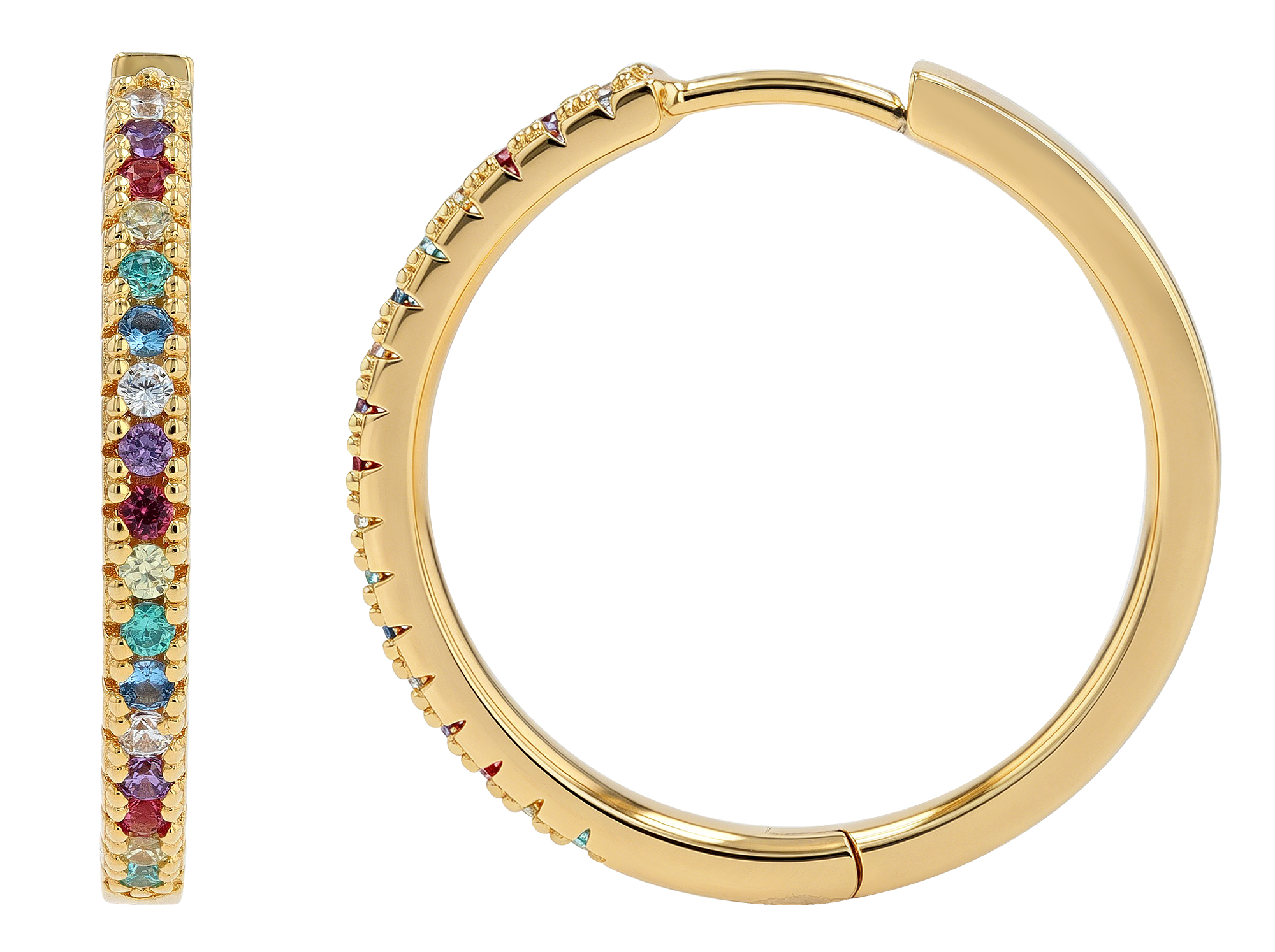 Sif Jakobs Jewellery 925/- echt zilveren creolen "Ellera X-Grande" Ø 20 mm, kleurrijke zirkonia, verguld