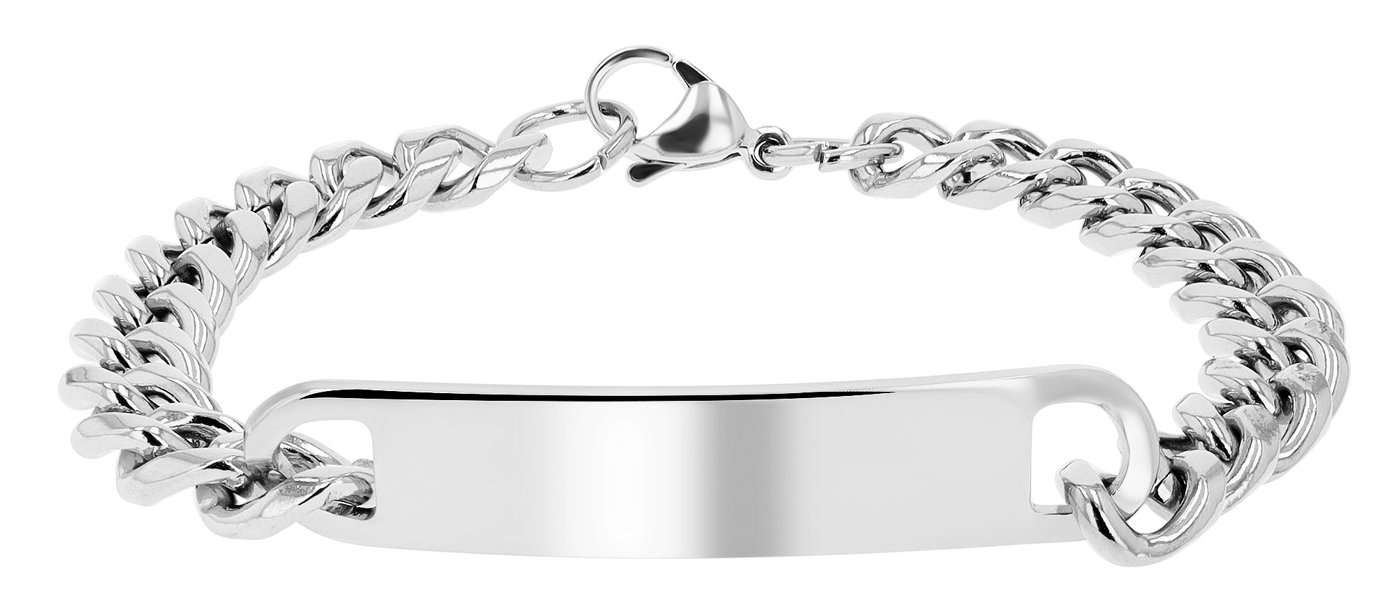 Akzent Panzerarmband "Wren" aus Edelstahl, Gravurplatte, 21 cm, silberfarben