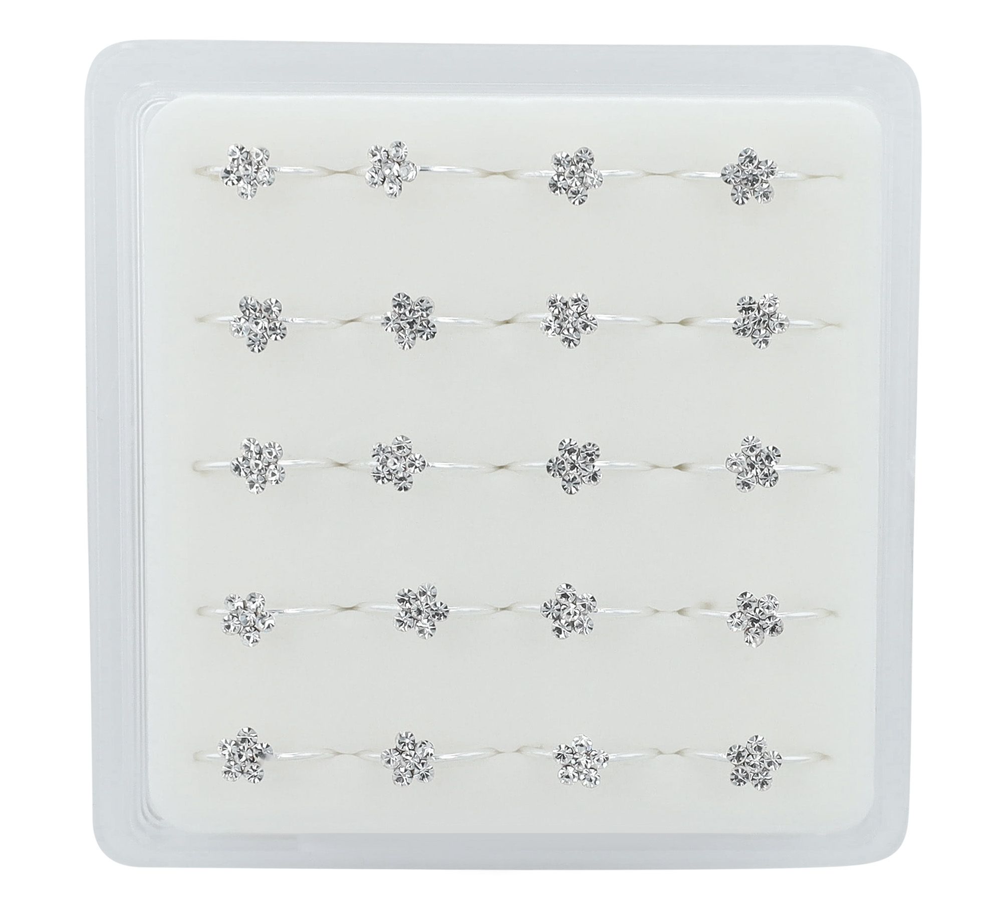 "Vonnie" open neusring/ neuspiercing, 925/- echt zilver, gerhodineerd, bloem, PU-20 stuks