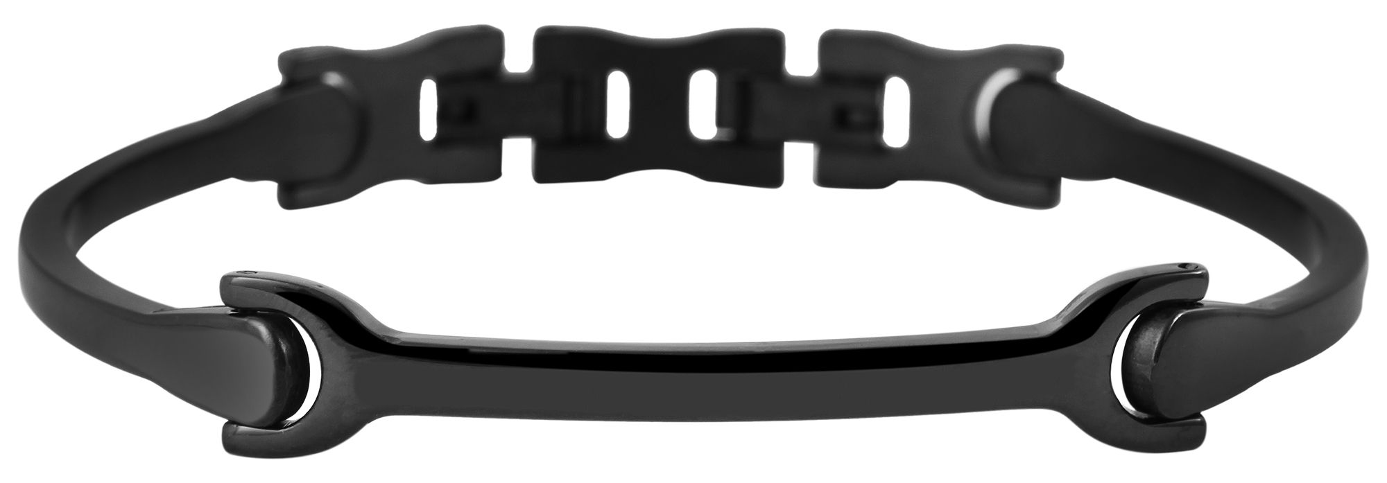 Akzent Armreif mit Gliederarmband aus Edelstahl, ionenplattiert, schwarz