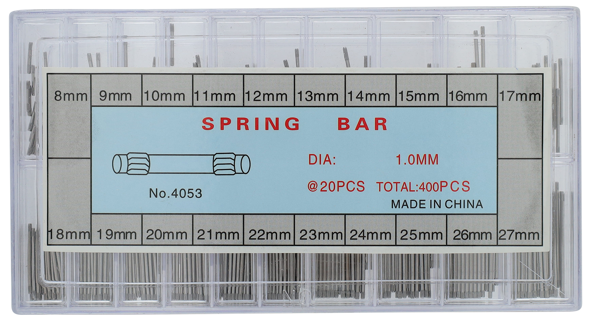 Steinmeister veerstaven in assortimentsdoos / 8 - 27 mm, Ø 1 mm