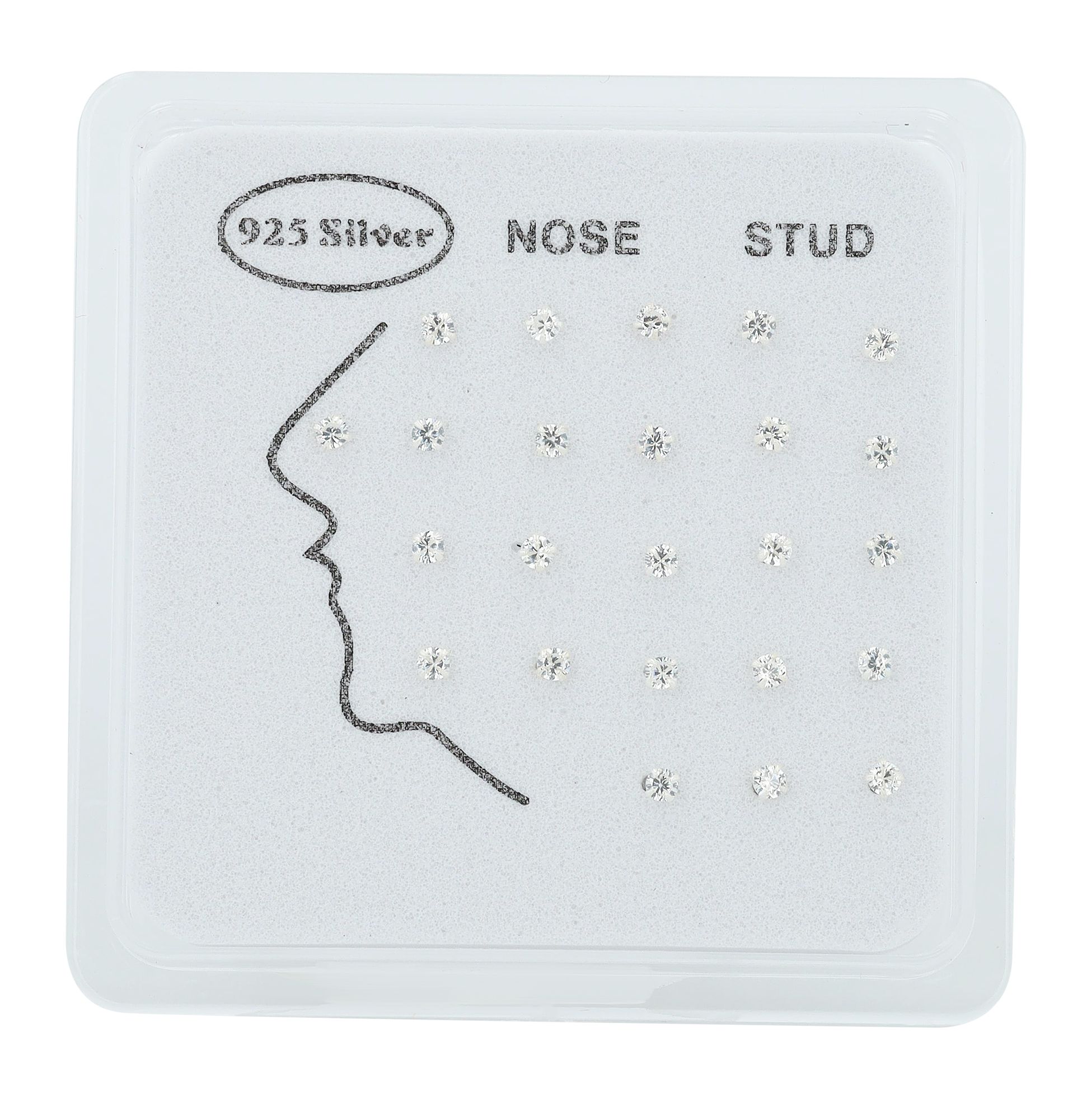925/- Silber Nasen Piercings, 24 Stück, Stabstärke 0,5 mm / Stablänge 6 mm / Ø 2 mm