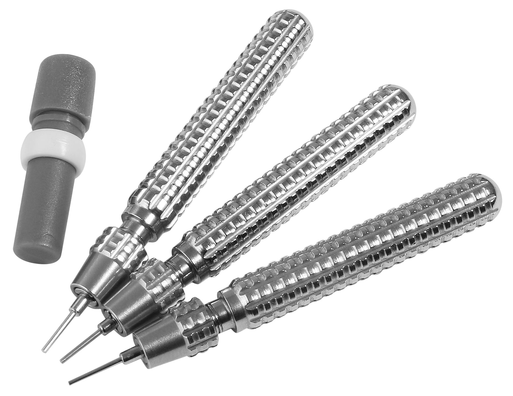 Uitklopzuiger met reservetips, roestvrij staal, zilverkleurig