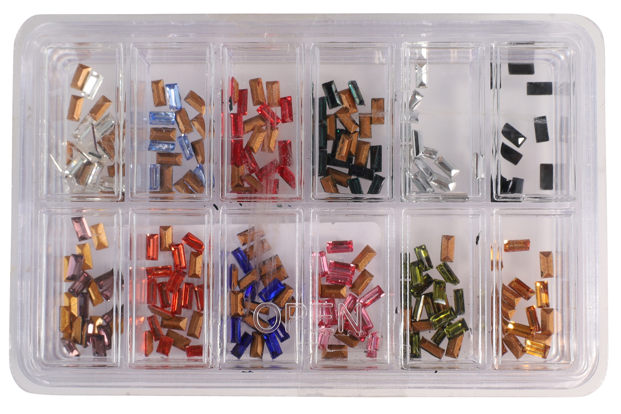 Ersatzglassteine, Glas, Baguettschliff, bunt