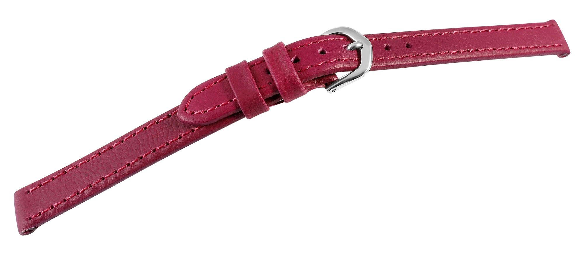 Echt lederen horlogeband "super-soft", fuchsiaroze, gestikt, 16 mm