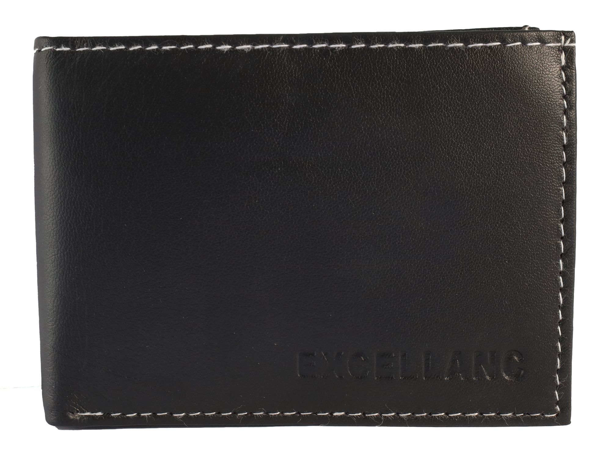 Excellanc Mini-Geldbörse aus Echtleder, Querformat, schwarz/grau