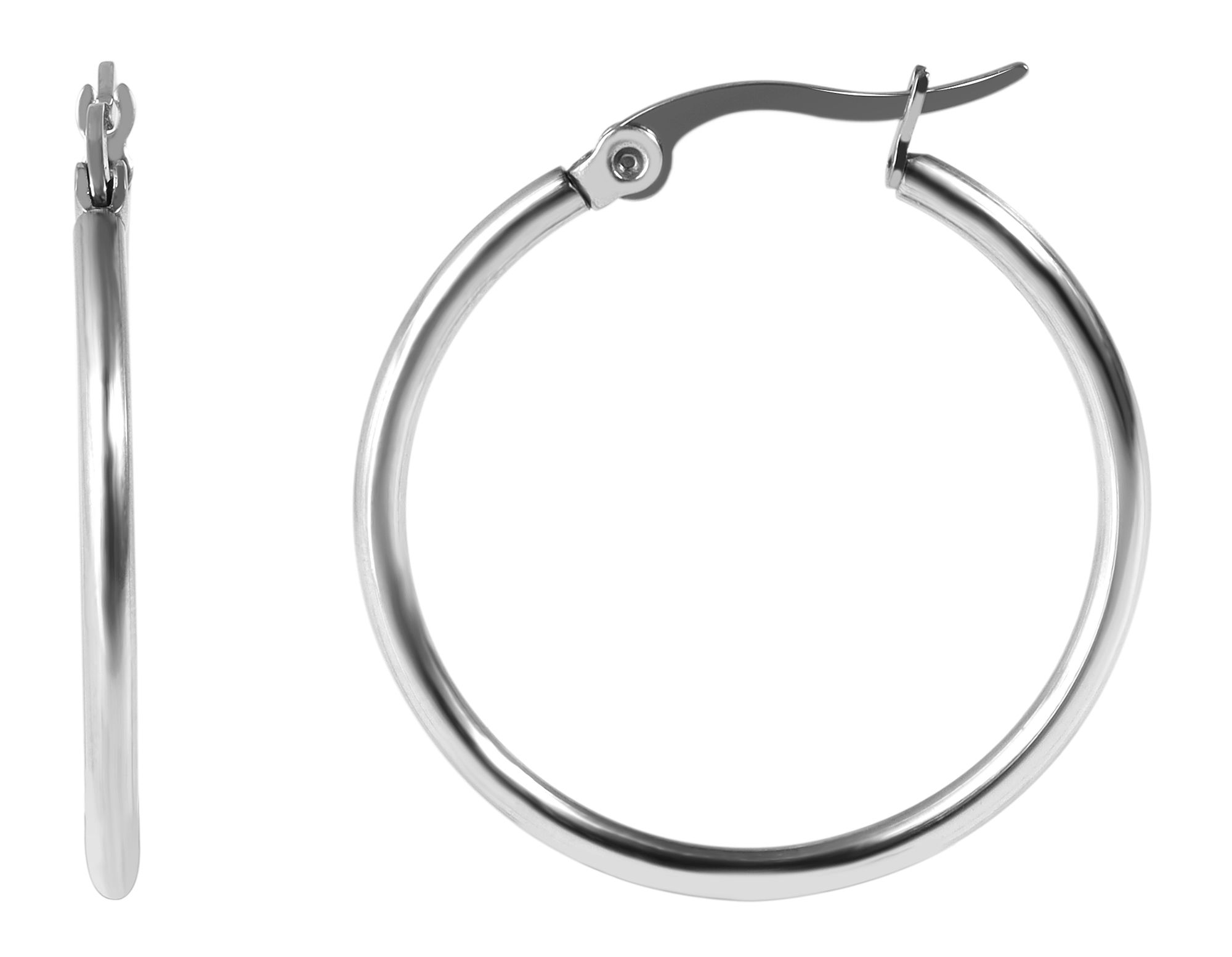 Akzent Edelstahl Creolen, silberfarbig, Durchmesser 20 mm