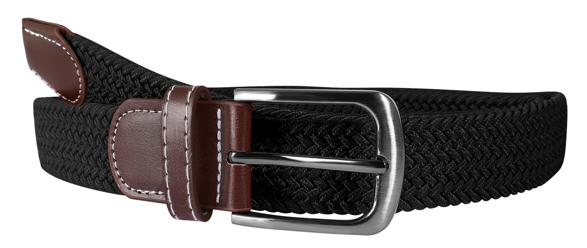 Unifarbener Flechtgürtel aus Textil, schwarz, 120 cm (L)