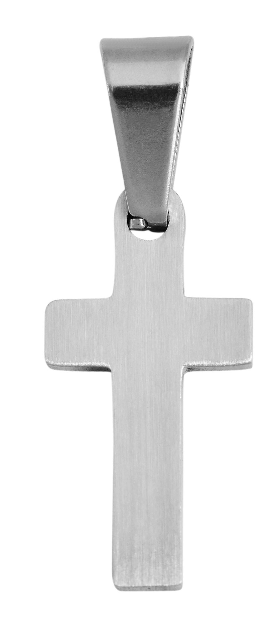 Accenthanger van roestvrij staal, kruis, zilverkleurig, matte afwerking