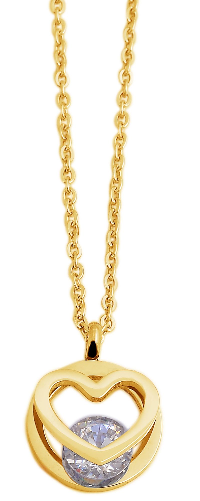 "Evans" Edelstahlkette mit Herzanhänger 45 + 5 cm, goldfarben