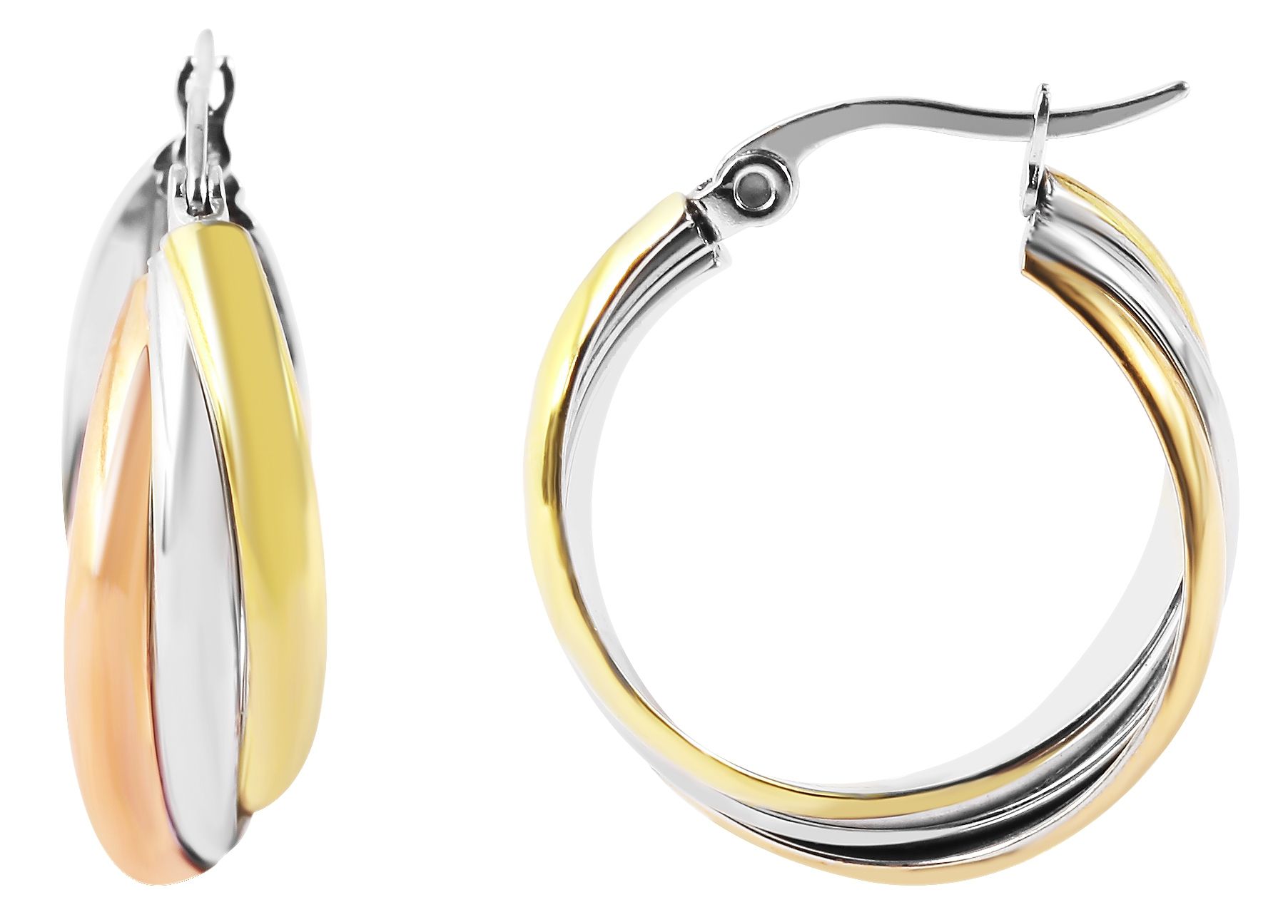 "Elisa", Edelstahl Creolen, tricolor