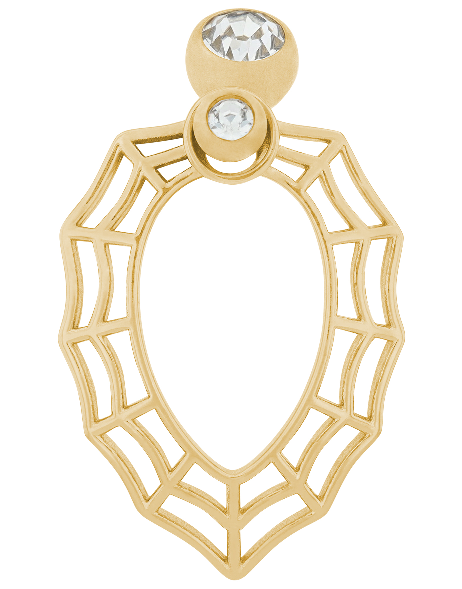 "Elena" roestvrijstalen bronzen navelpiercing, staaflengte 11 mm/staafdikte 2 mm, zirkonia, goudkleurig