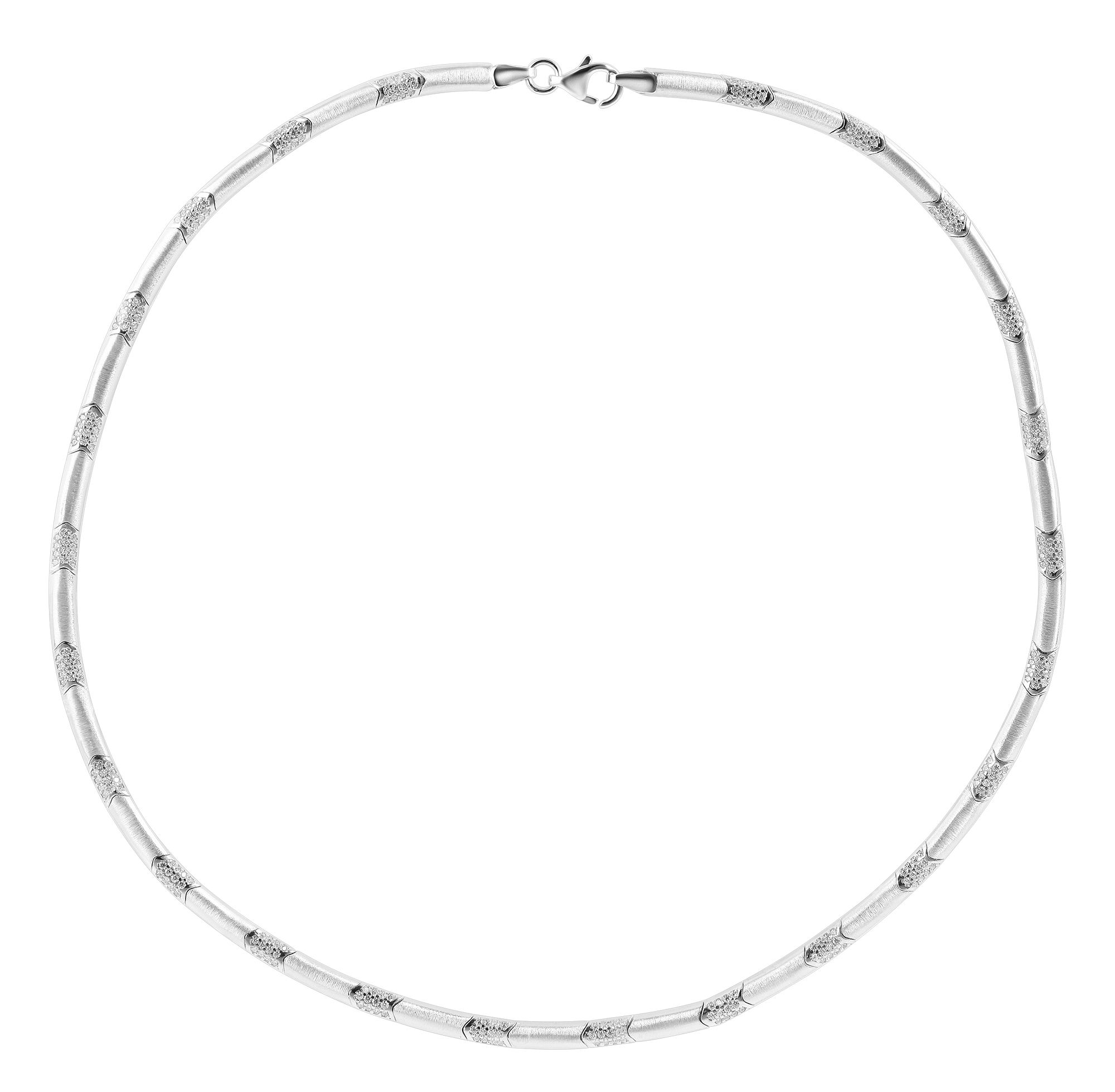 925/- Echt zilveren collier "Madita", zirkonia zetting, matte afwerking, 925/gerhodineerd