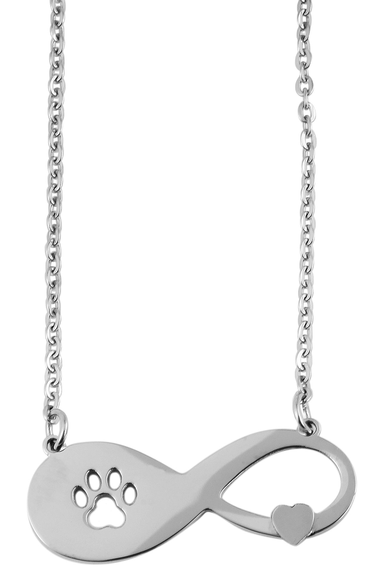 "Carlin", accent ankerketting, oneindig, roestvrij staal, gepolijst, zilverkleurig, 43+5cm