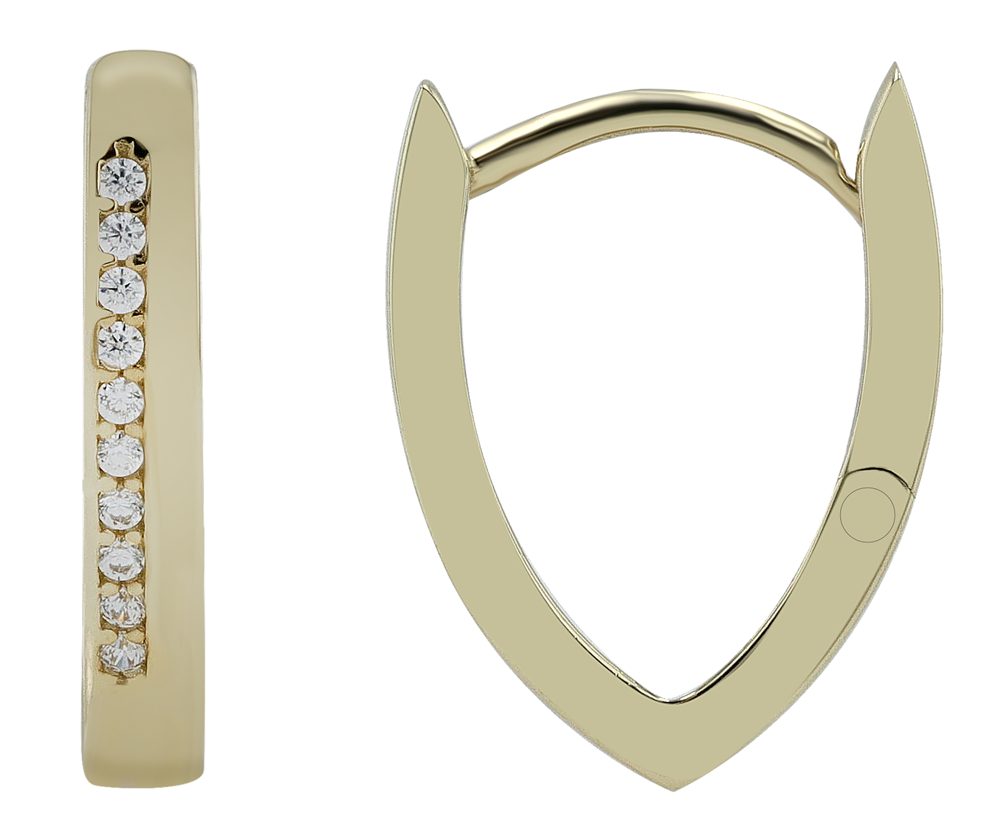 333/- Gold Klapp-Creolen "Suela", Zirkoniabesatz, Gelbgold, 8 Karat