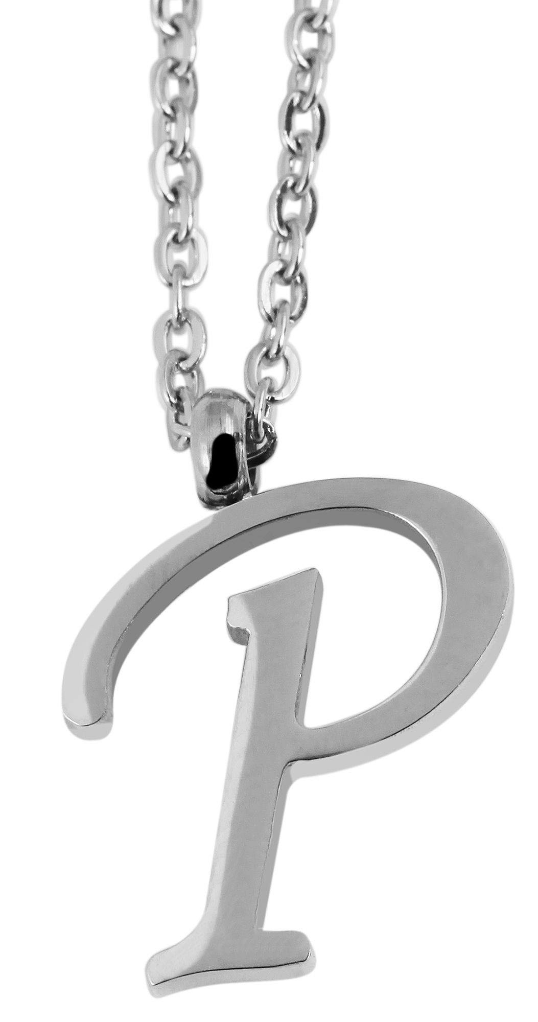 "Kiah", accent ankerketting roestvrij staal, zilverkleurig, letterhanger, 43 cm