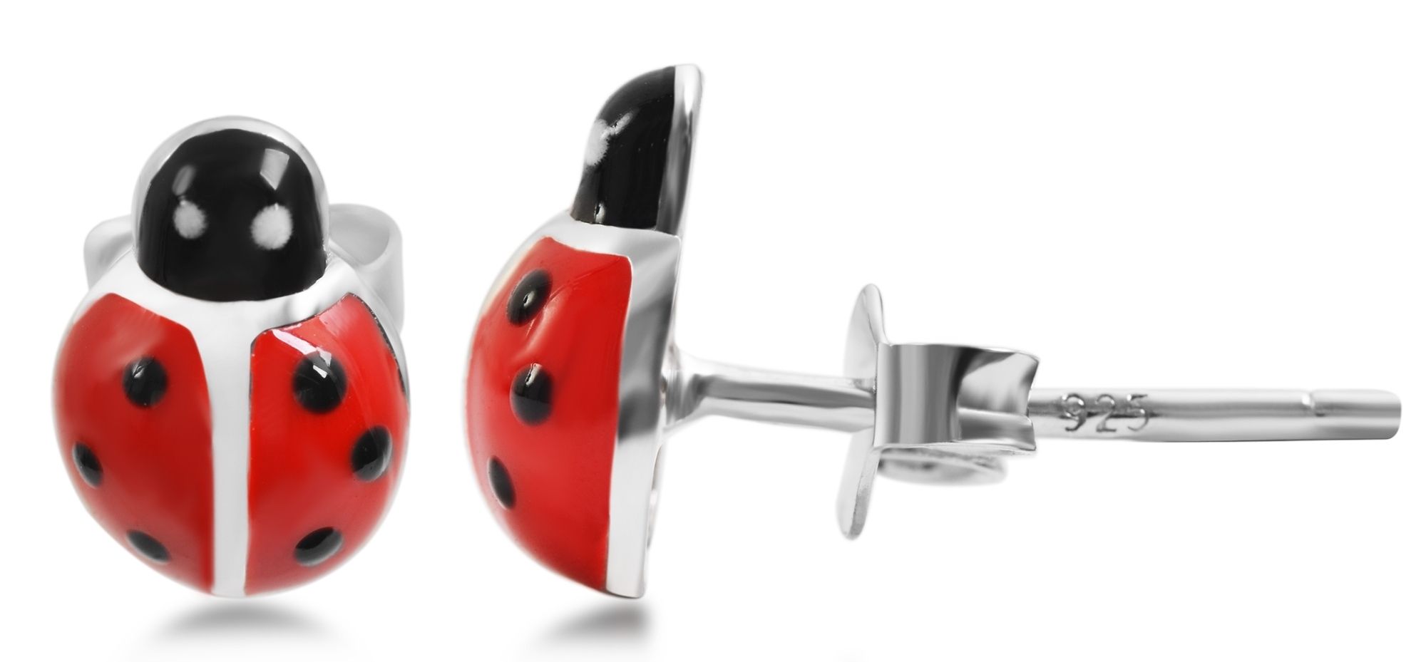 "Glückskäfer Dotti" 925/- Silber, Kinder Ohrstecker - Marienkäfer, rhodiniert