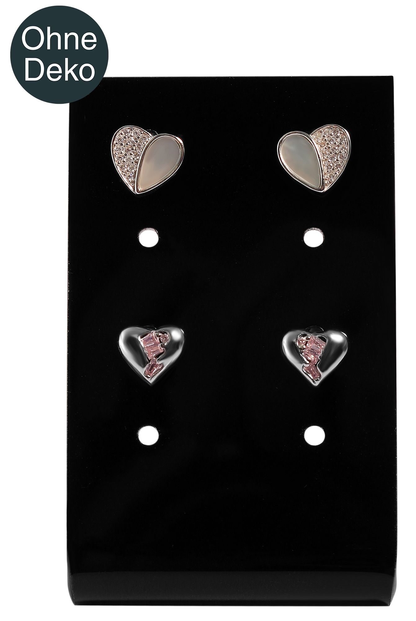 Aufsteller für 4 Paar Ohrringe, Acryl, 6,5 x 4 x 2,5 cm, schwarz