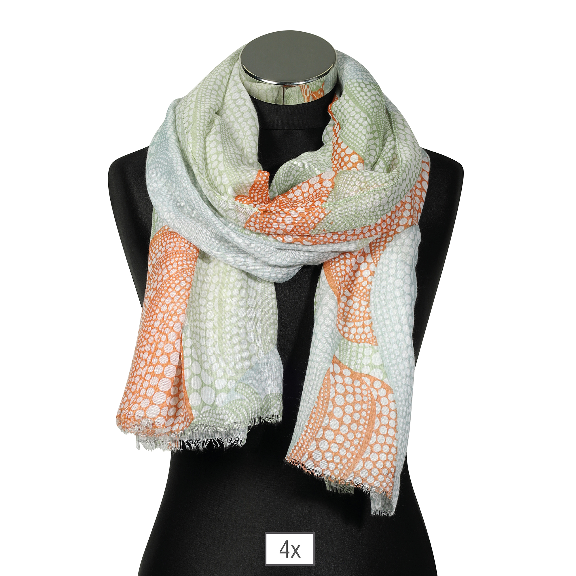 Sjaalset, groen/oranje 80 x 180 cm, 100% viscose, PU 4