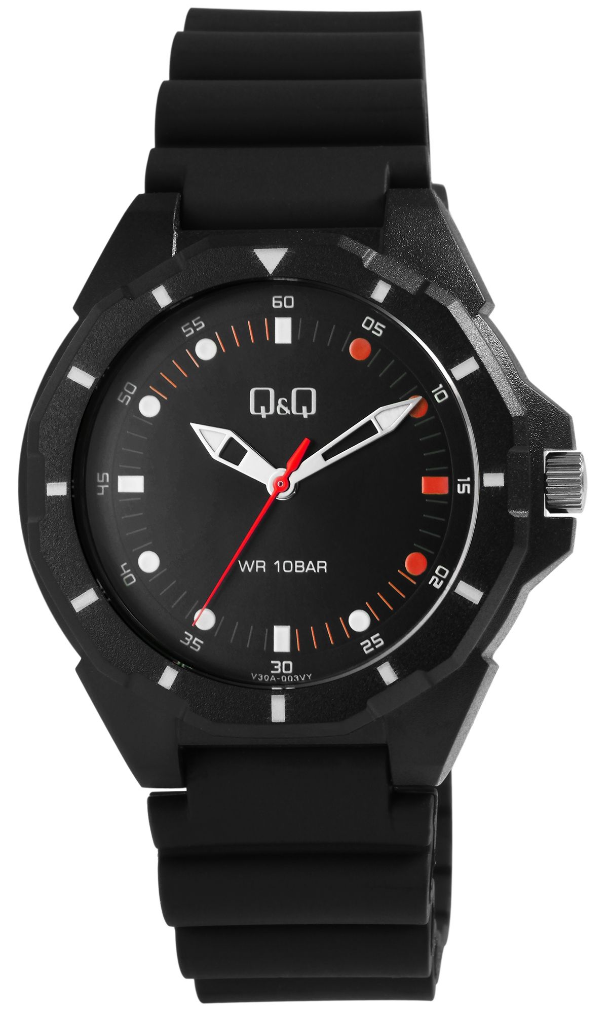 Q&amp;Q herenhorloge met harsband, Ø 43 mm, zwart (rood)