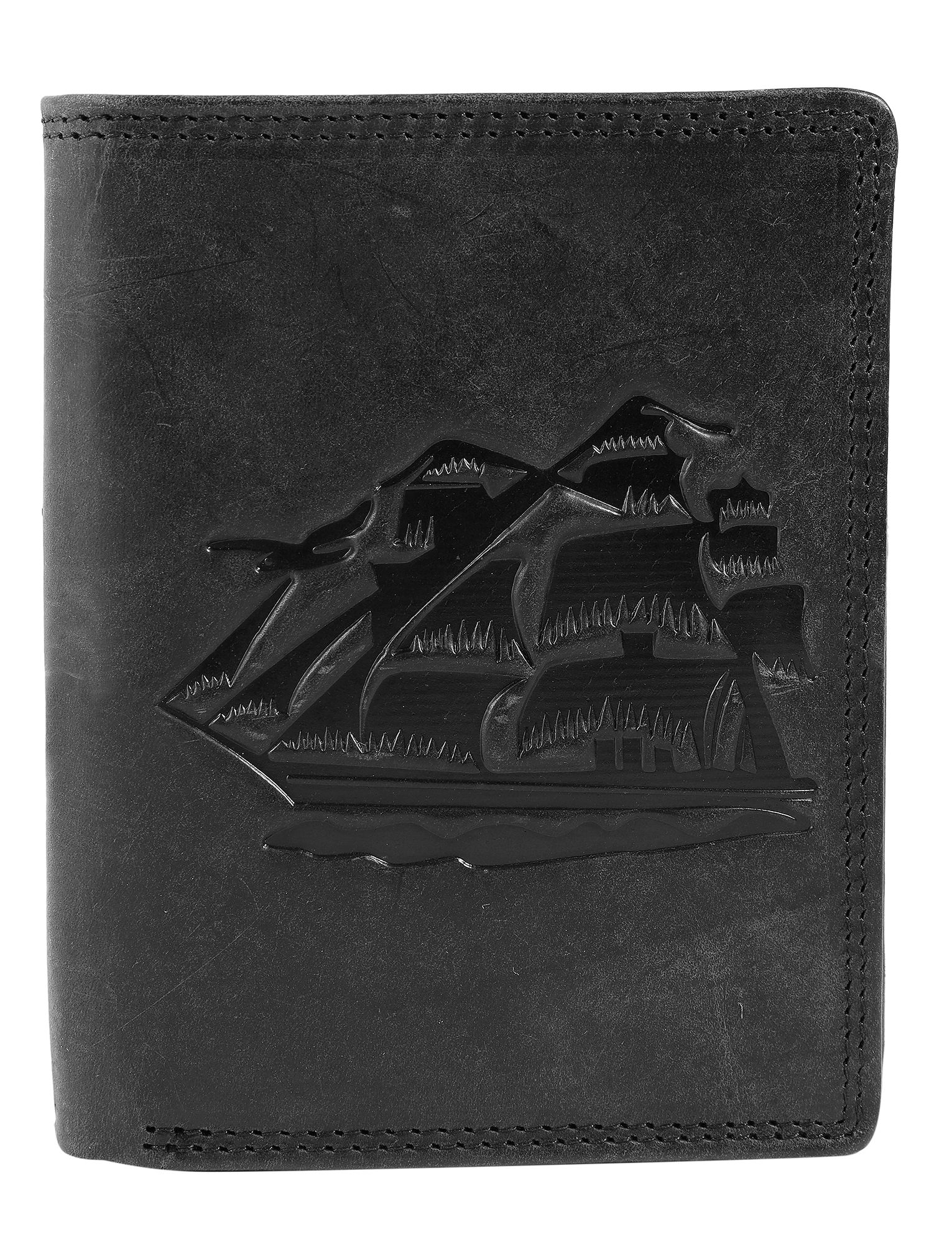 Akzent portemonnee, RFID, staand formaat, zeilschip, zwart