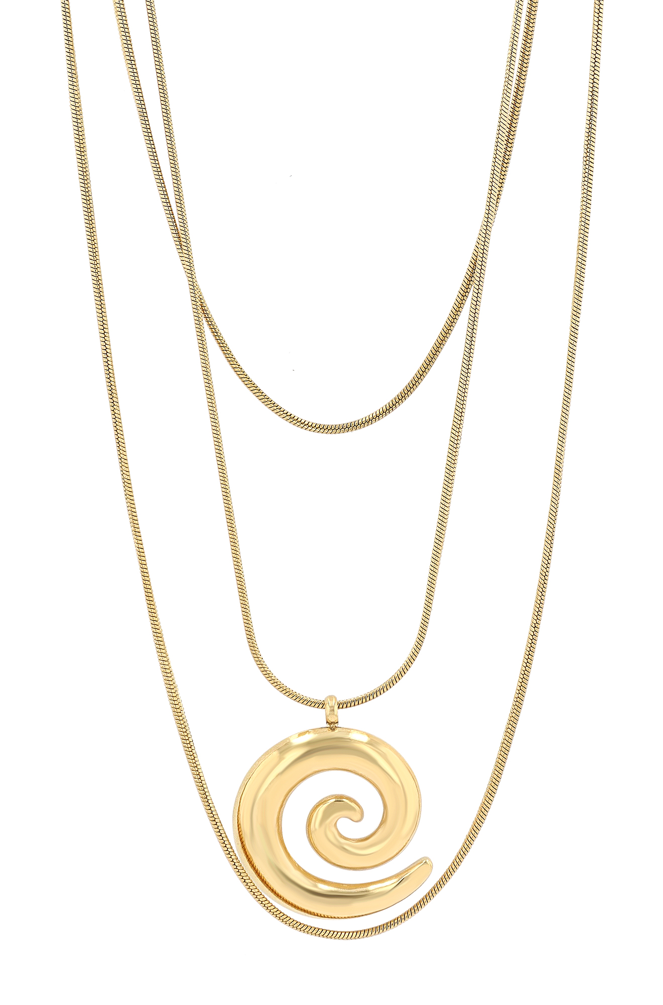 "Amita" Edelstahl Layering Kette (40/45/50+5cm) mit Spiral-Symbol, goldfarben