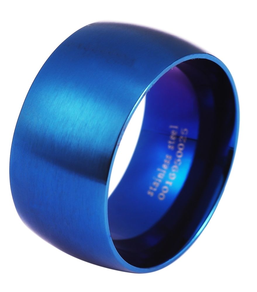 "Alan", roestvrijstalen unisex ring/partnerring, blauw, 58-72