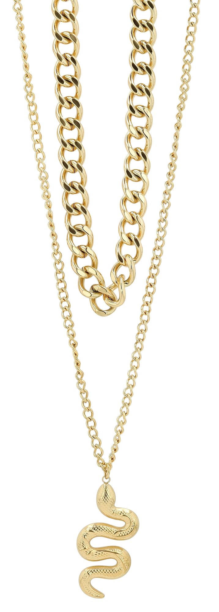 Akzent Layering-Kette aus Edelstahl, zweiteilig, ionenplattiert, goldfarben