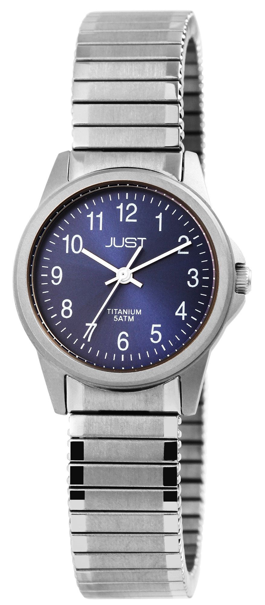Just Damenuhr mit Zugarmband, Titan, 5 ATM, blaues ZB