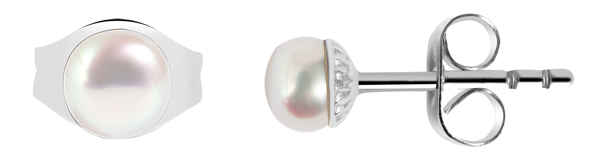 Akzent Edelstahl Ohrstecker mit echten Süßwasserperlen
