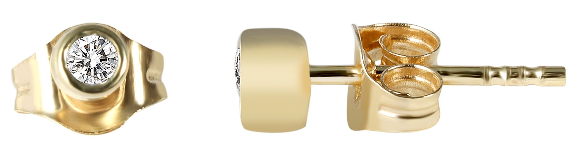 333/- gouden "Dina" oorbellen met zirkonia, Ø 2 mm, geelgoud, 8 karaat, kinderen