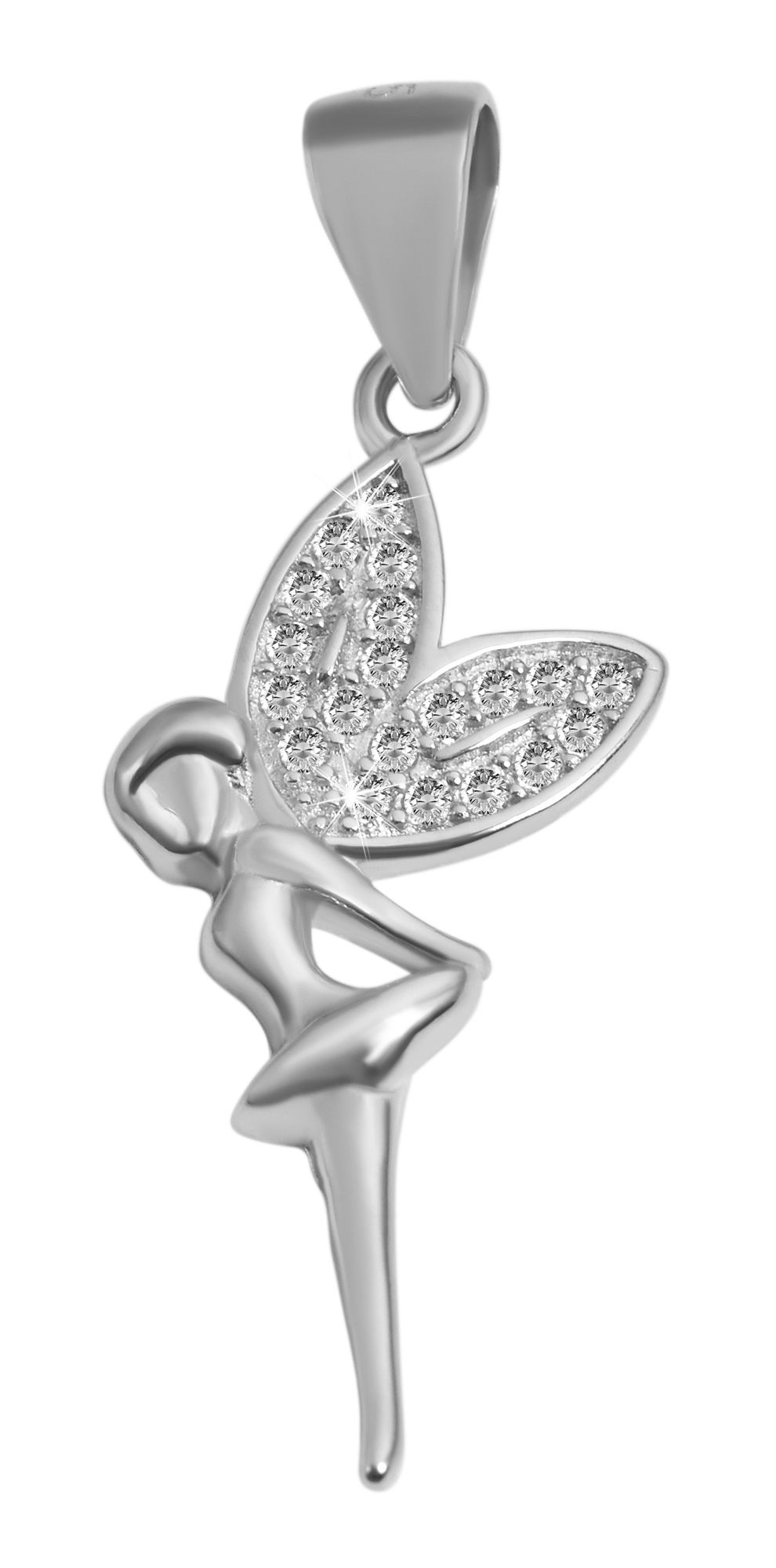 925/- Echt Silber Anhänger "Ahu", Fee, ohne Kette, Zirkoniabesatz, 925/rhodiniert