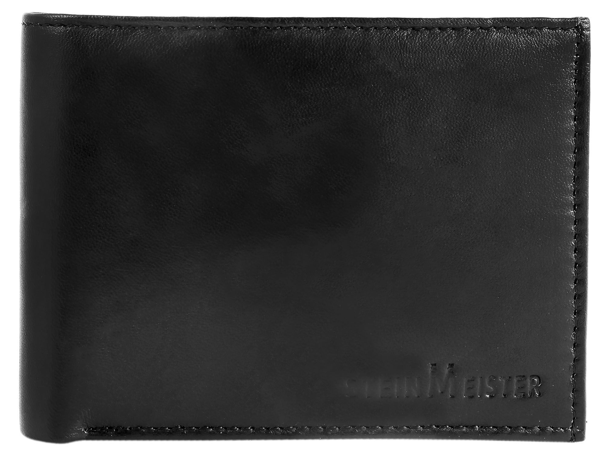 Steinmeister Geldbörse aus Echtleder, Querformat, schwarz