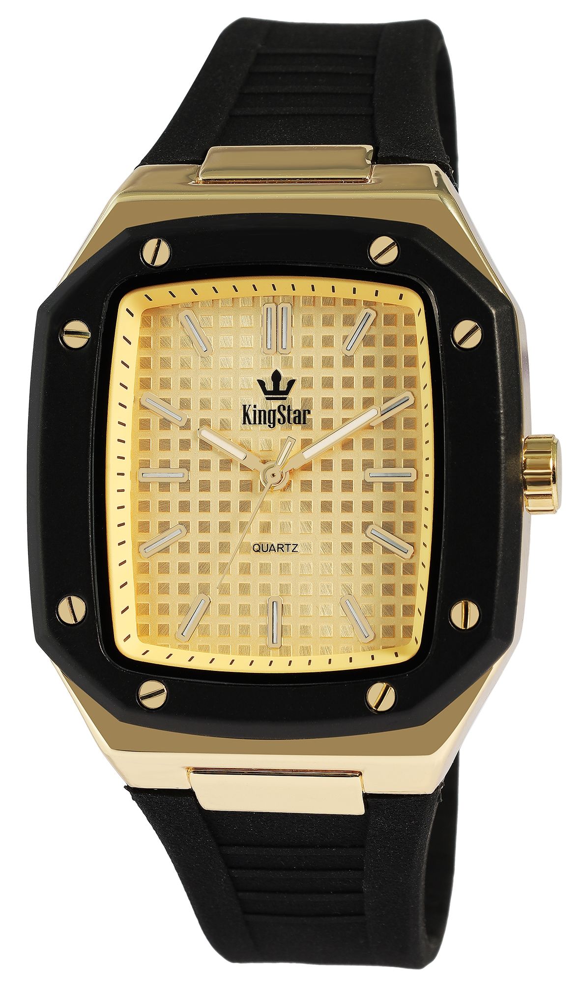 "Dozer" King Star Herrenuhr mit Silikonband, schwarz/ goldfarben
