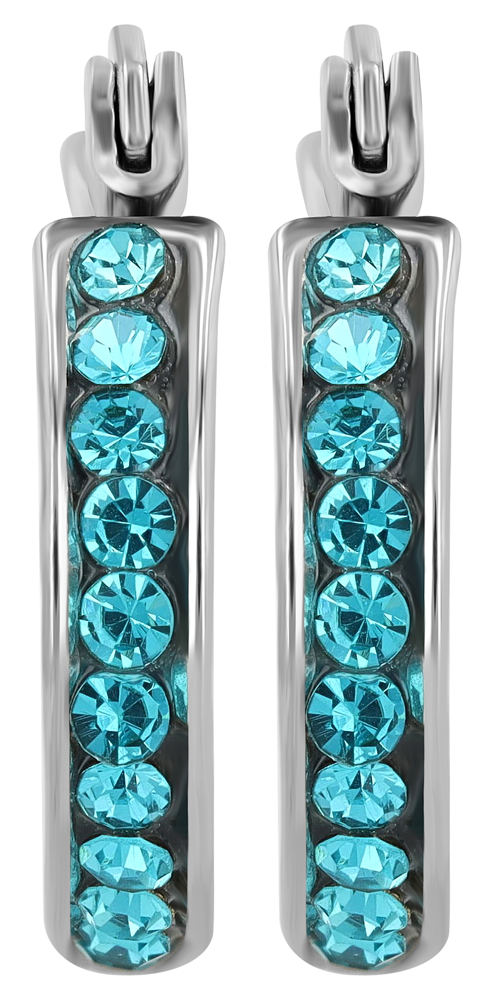 "Adele", Edelstahl Creolen, Similibesatz, Ø 13 mm, silberfarbig/blau