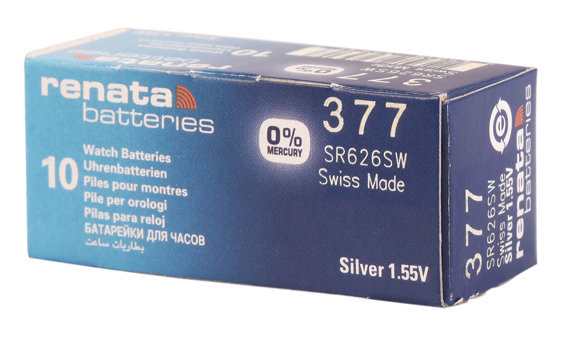 RENATA Silberoxid-Knopfzellen, 0% Quecksilber, 10 Stk., R377 (SR626SW), 1,55 V