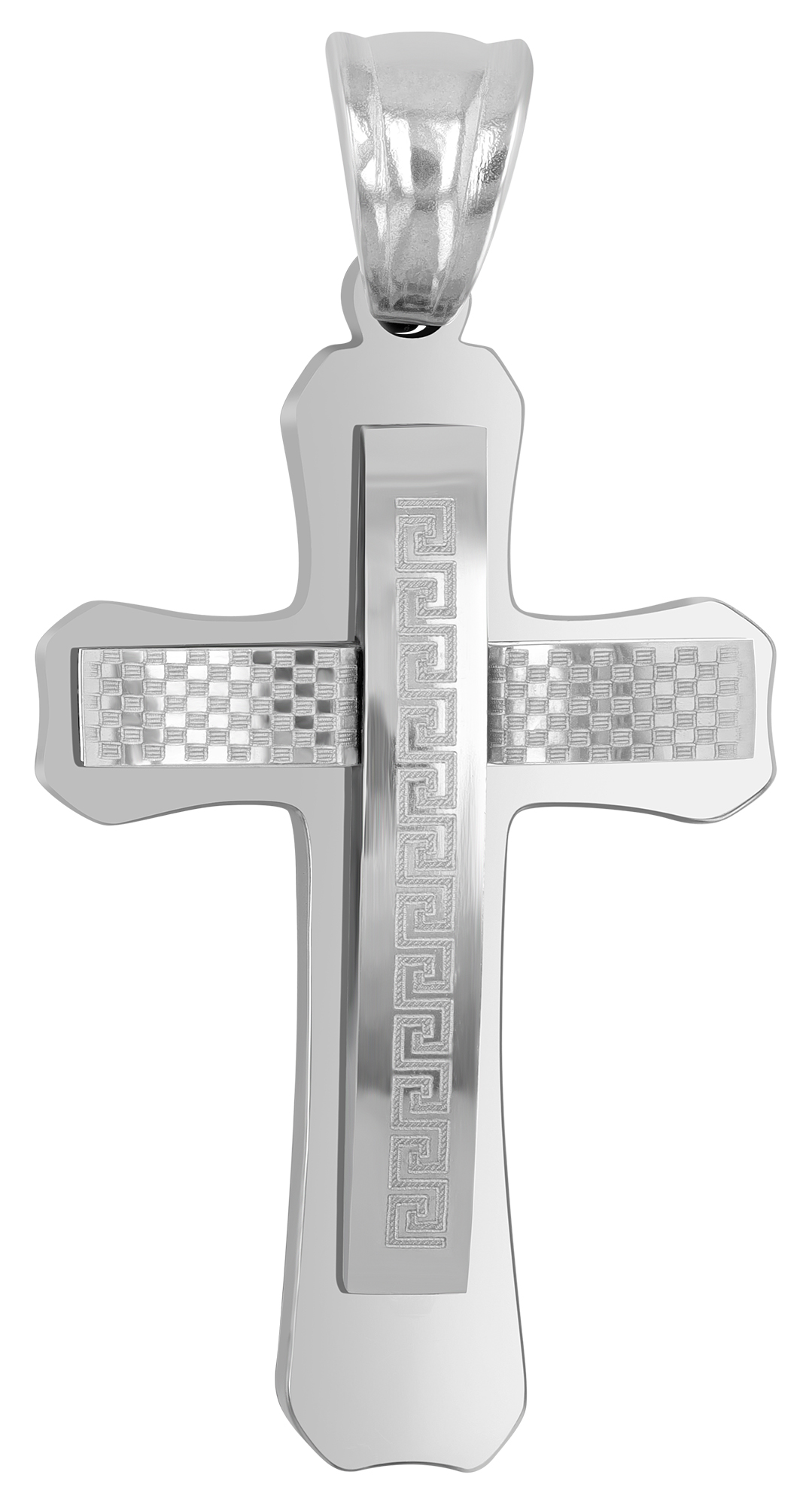 "Emerson", Edelstahl Anhänger, Kreuz, silberfarben