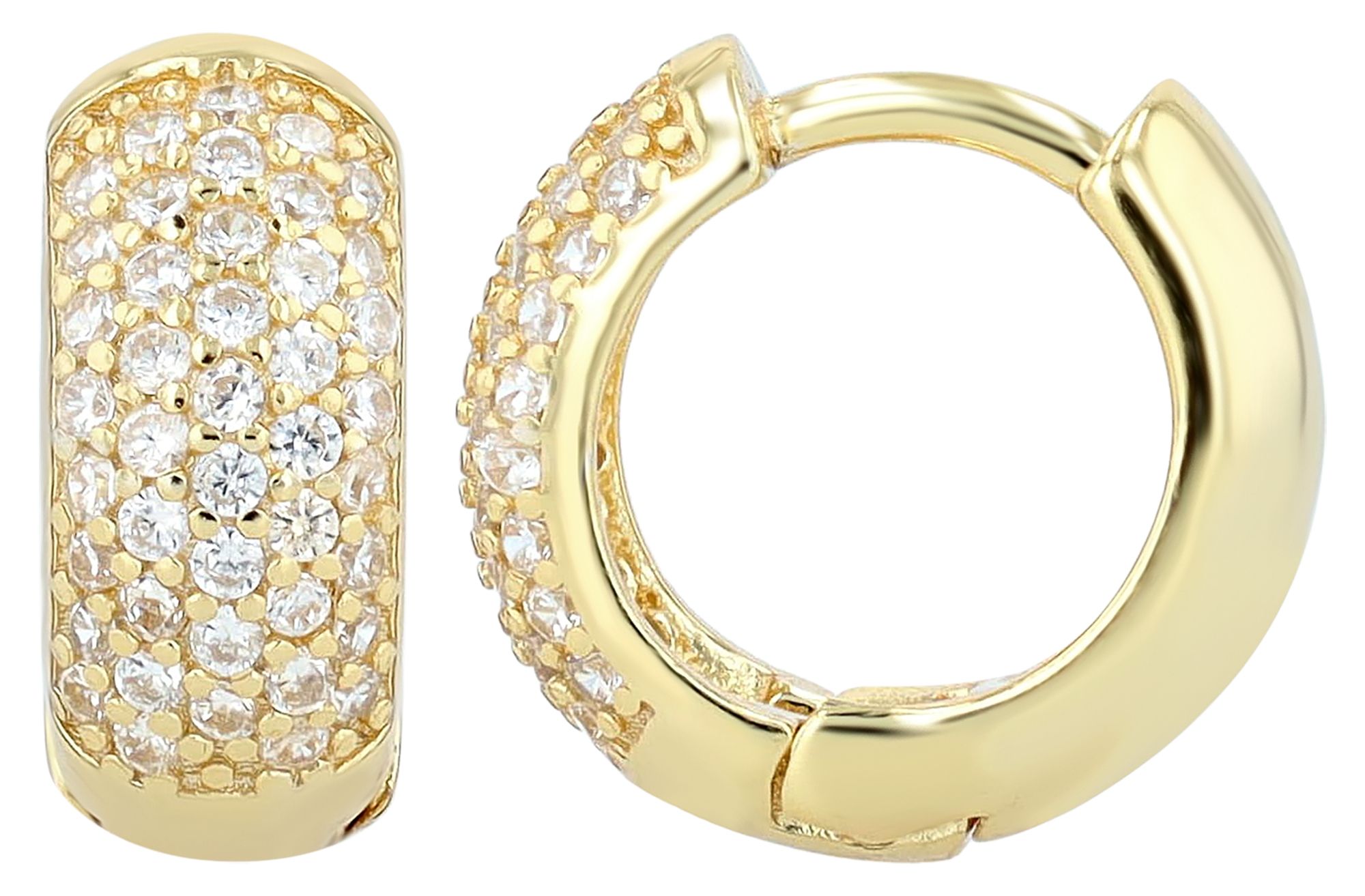 "Aretha" 925/- Echt Silber Creole/ Huggie, Ø 8 mm, Zirkonia, vergoldet