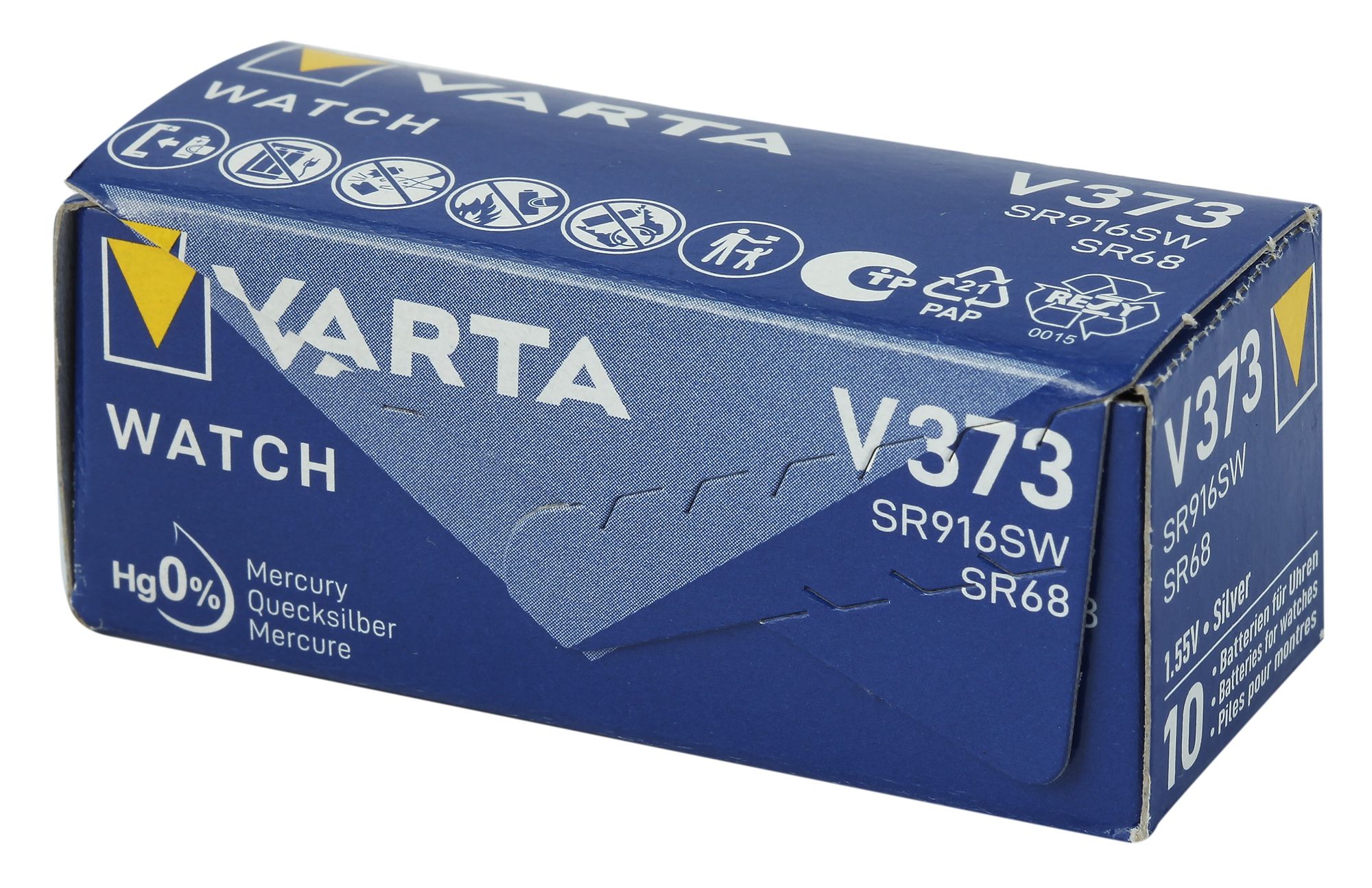 Varta Batterie V373/539 (SR916SW) Silberoxid Knopfzellen 1,55 V - Verpackungseinheit 10 Stück