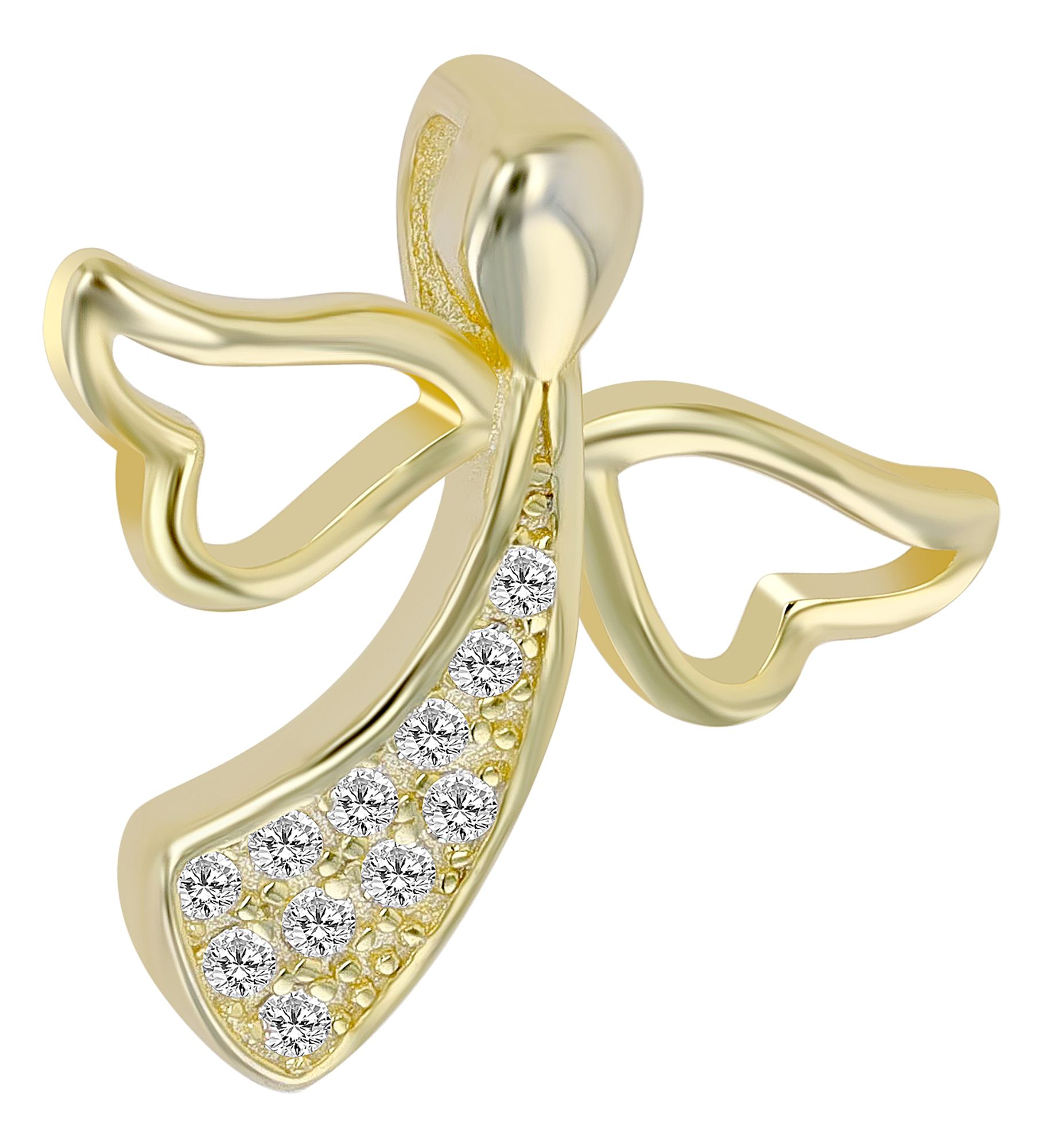 925/- Echt Silber, Kettenanhänger "Torin" - Engel, mit Zirkonia, vergoldet