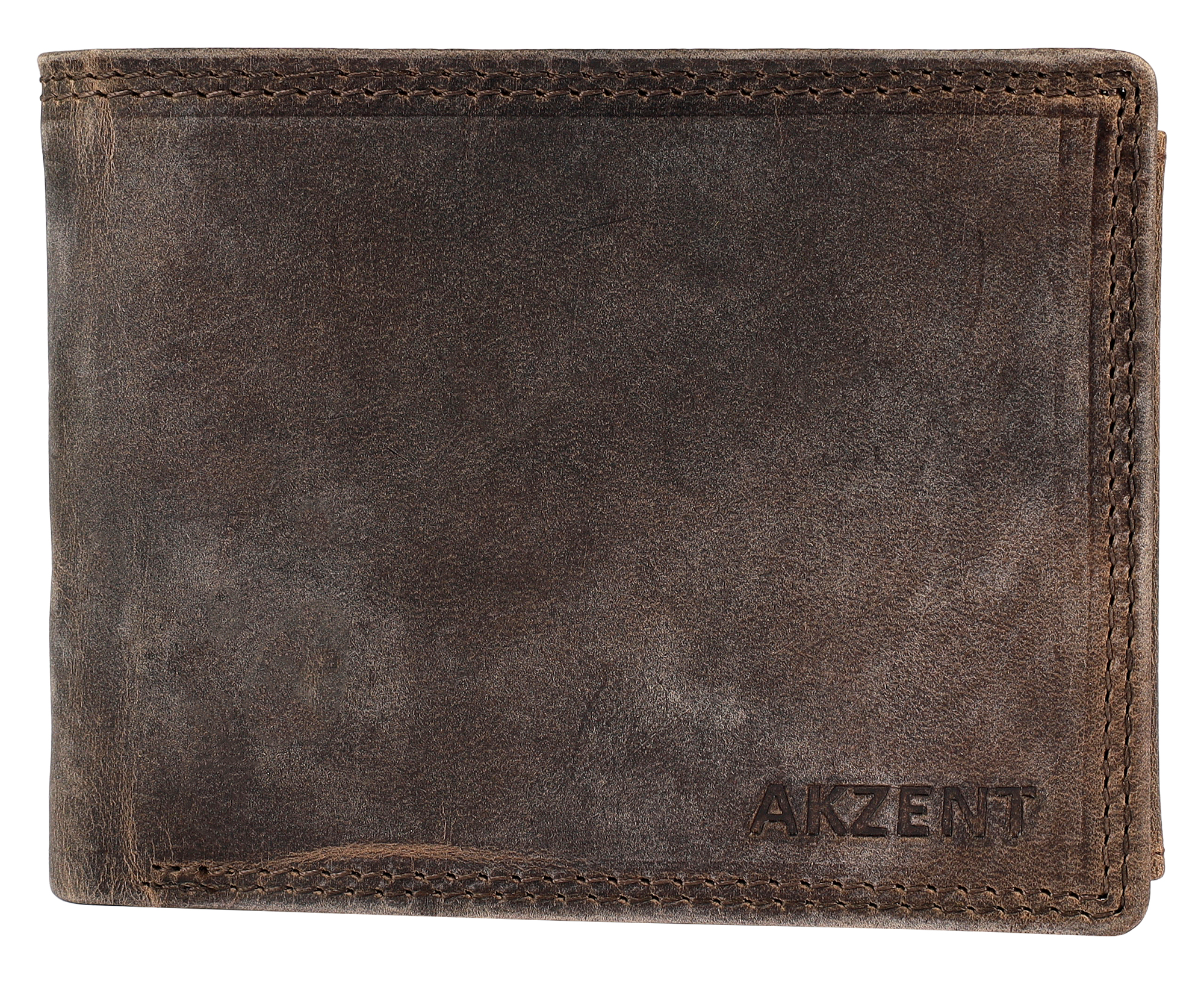 Akzent Geldbörse, Echt Leder, Querformat, RFID, dunkelbraun