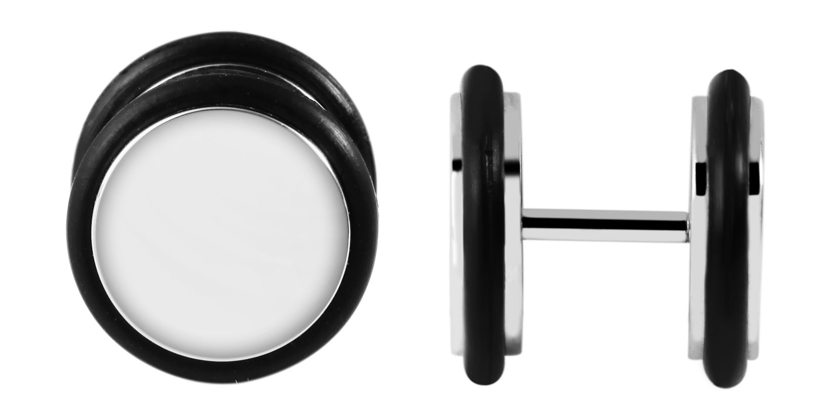 "Camilo" - Fake Plugs mit Schraubverschluss, Edelstahl, silberfarben