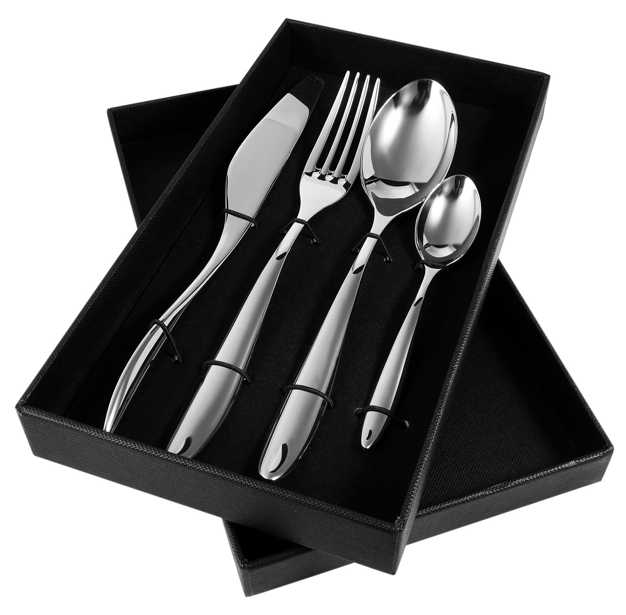 Hoogwaardige roestvrijstalen bestekset, 4-delig, graveerbaar
