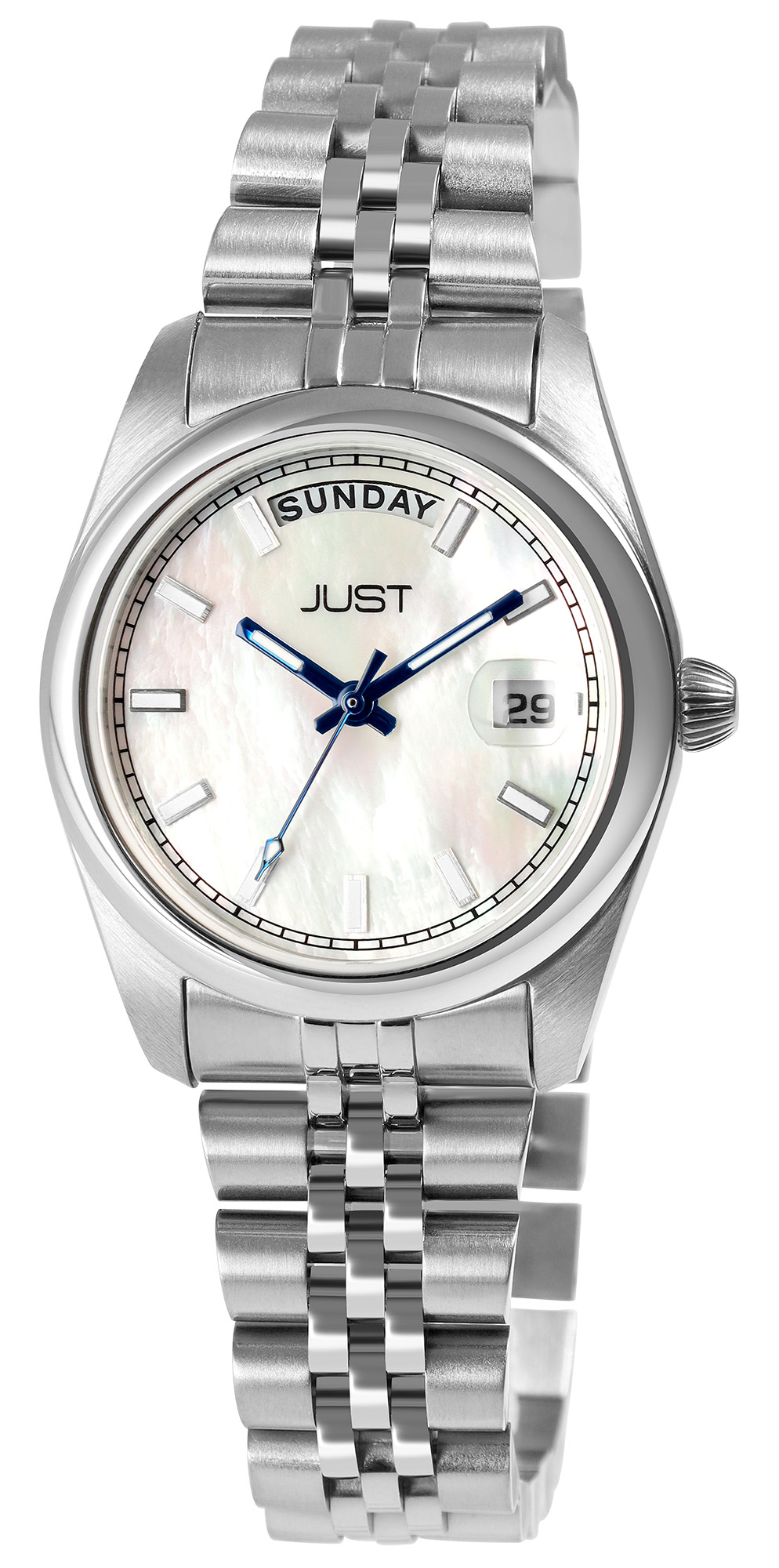 JUST  Damenuhr "Felicitas" mit Edelstahlarmband, 5ATM, silberfarben + perlmutt