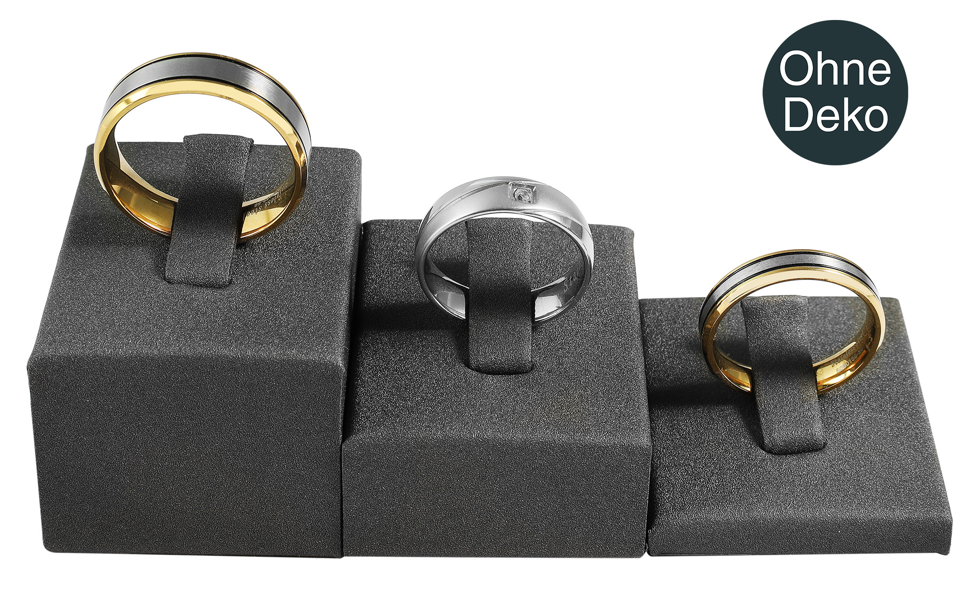 Aufsteller für Ringe, 3 Stück sort., Kunststoff, grau