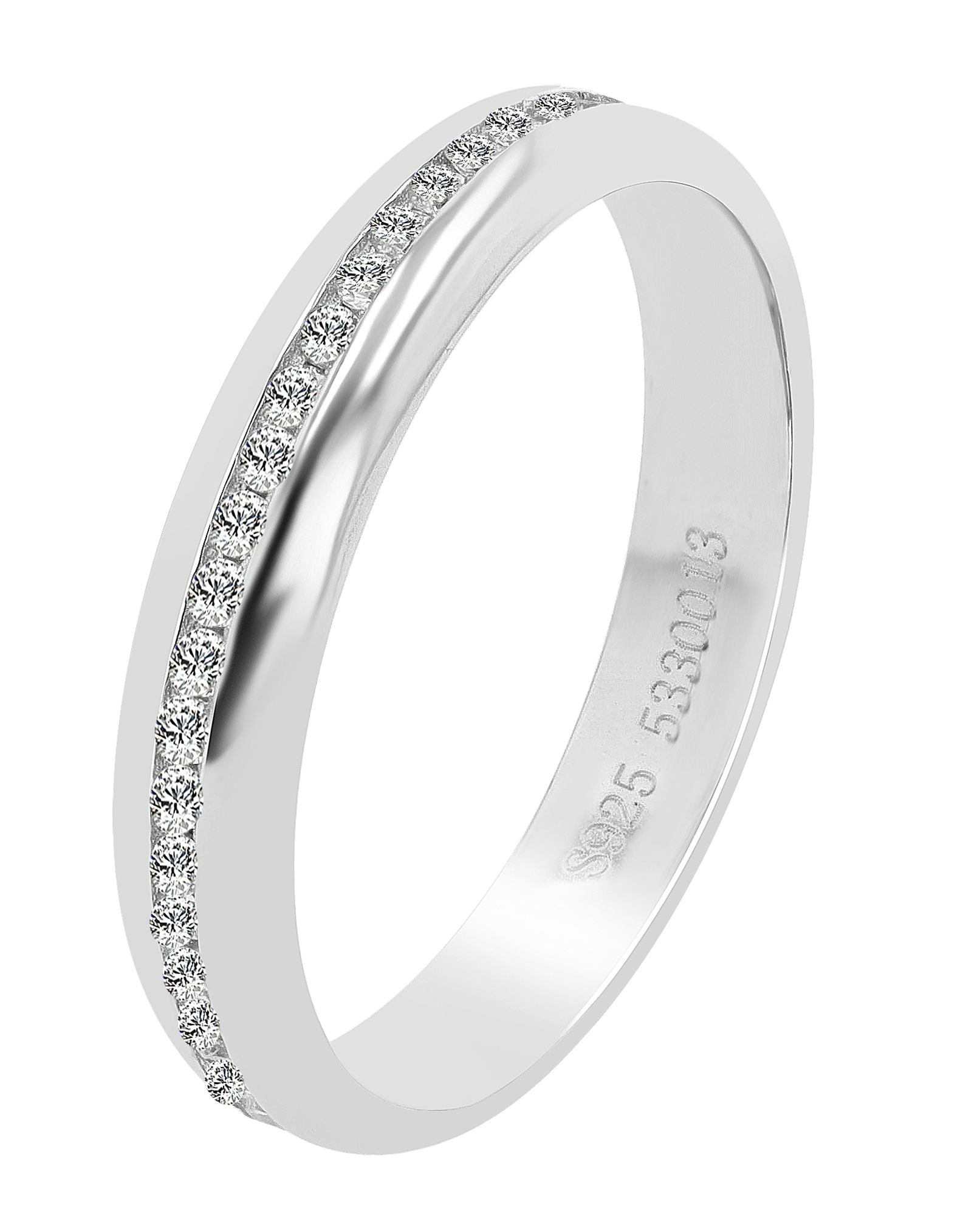 925 echt zilveren ring, zirkonia bezet, 925/gerhodineerd, maat 58